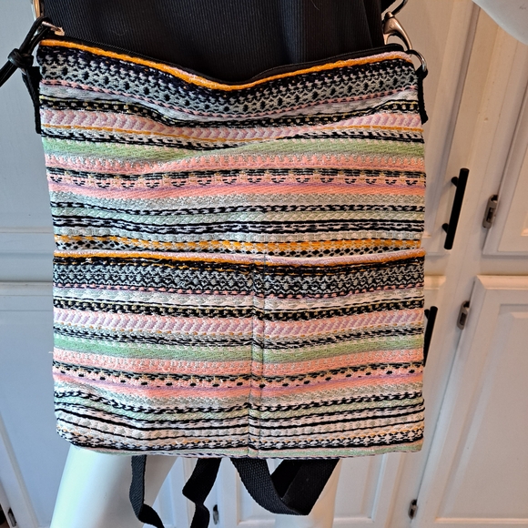 True Craft Pastel Striped Crossbody Backpack Bag - Picture 1 of 11